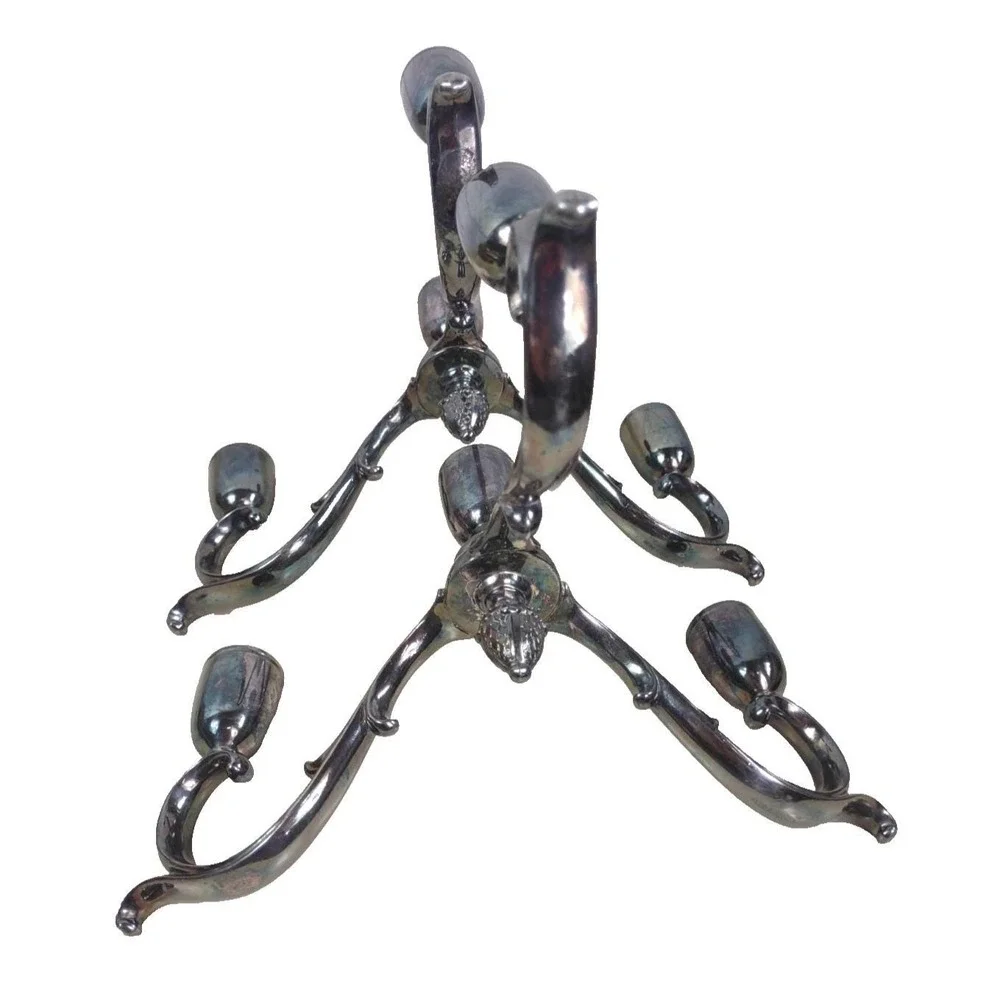 Vtg Pair Silver Plate Gothic Candelabras Candle Holders Patina Reed & Barton